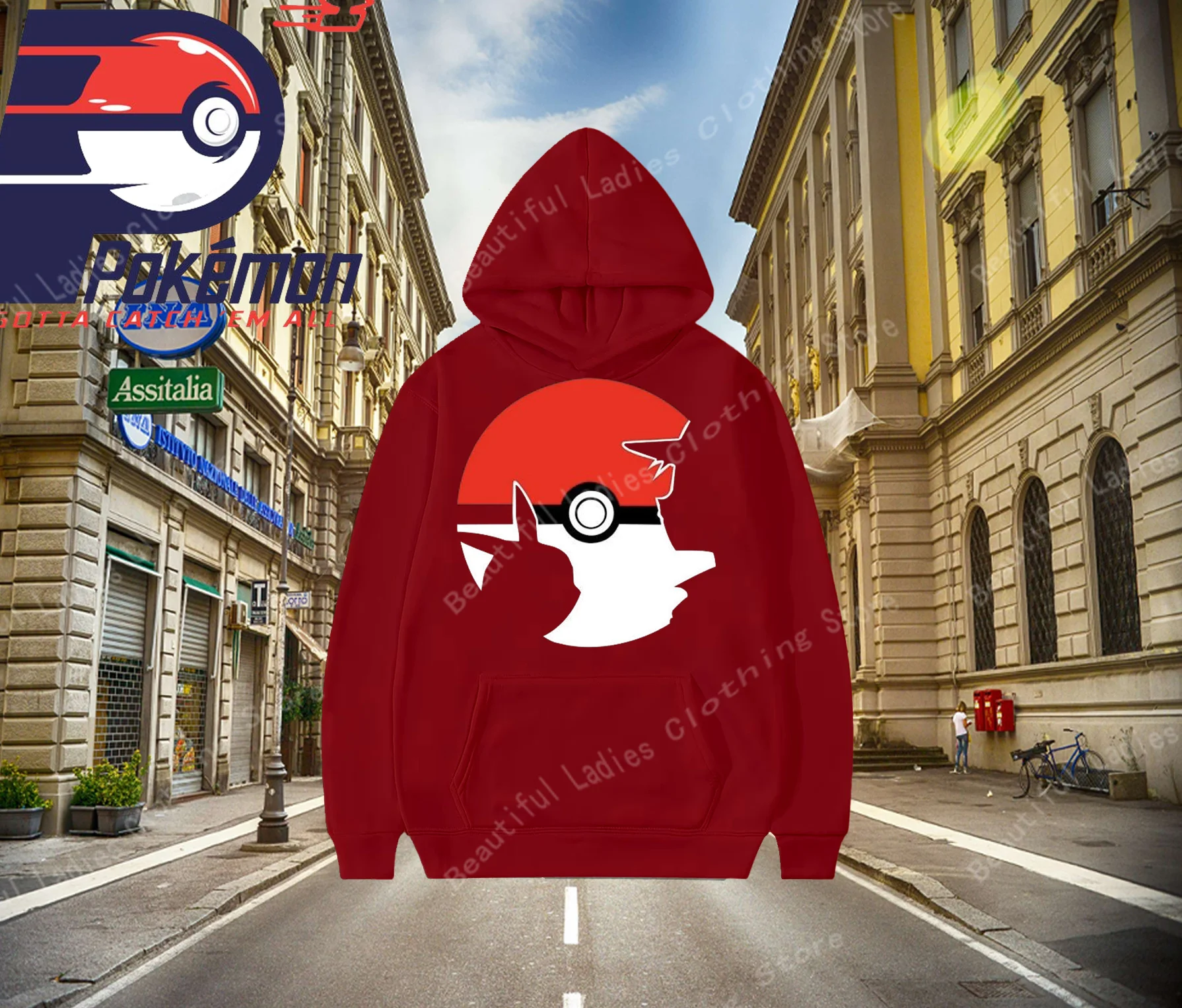 (MINISO) بوكيمون بيكاتشو خريف/شتاء جديد أزياء المرأة Crewneck هوديس مريحة الطلاب زوجين مريحة Y2K هوديي