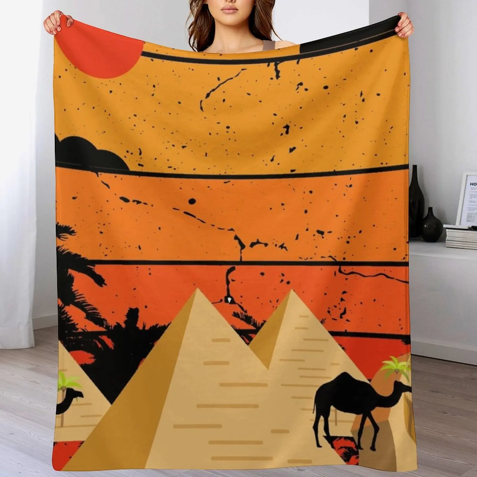 

Pyramids Retro Vintage Design Throw Blanket Fuzzy Plush Throw Blanket for Sofa Chair