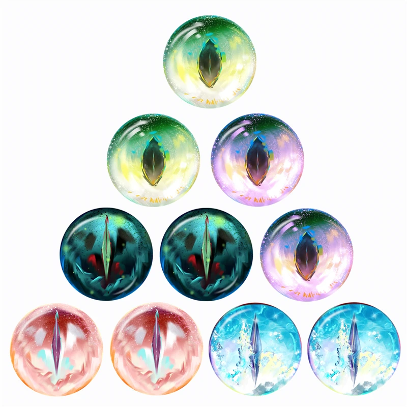 Glass Eyes Cabochons Round 10pcs 12mm/14mm/16mm/18mm/20mm/25mm/30mm Round Photo Glass Cabochon Demo Flat Back Making