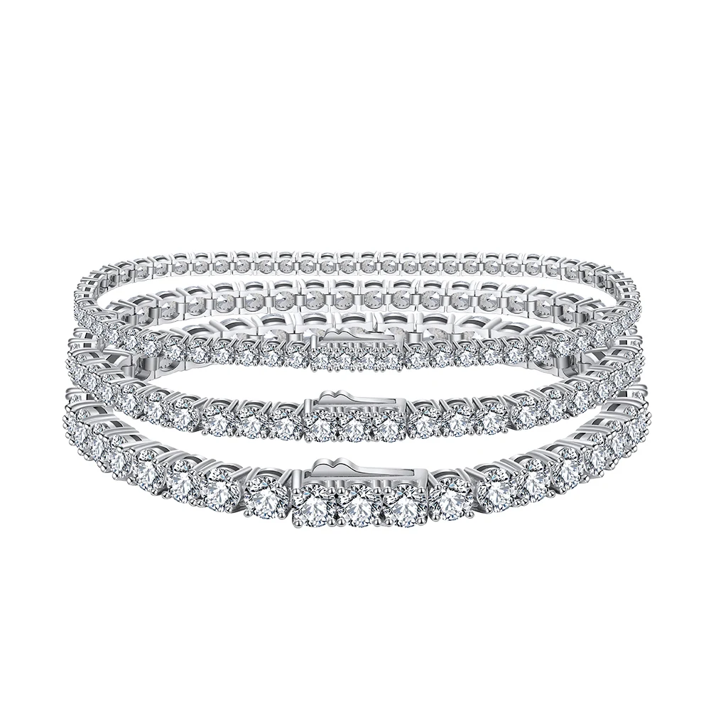 

SB128 High Quality Genuine 925 Sterling Silver Bracelet Cubic Zirconia Tennis Bracelet for Women Men