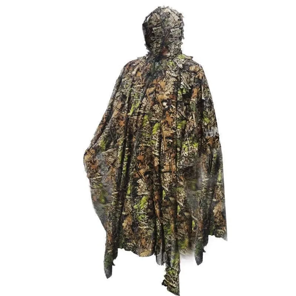 Lifelike 3D Leaves Camouflage Poncho Cloak Stealth Suits Outdoor Woodland CS Game Clothing Hunting Shooting Birdwatching Clothes