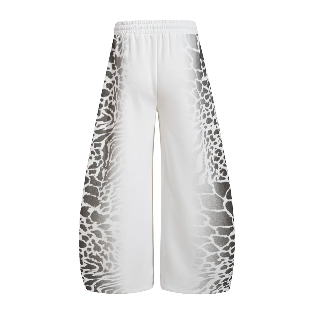 MWJLPWQ Tie-Dye Gradient Leopard Print Wide-Leg Curved Pants For Men Hip-Hop Trendy Floor-Length Loose-Fit Casual Trousers 17181