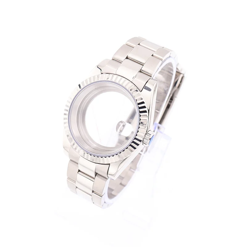 

39mm Silver Datejust Watch Cases and Bracelet for Seiko NH35 NH36 Men's Waterproof Mechanical Replacement Parts