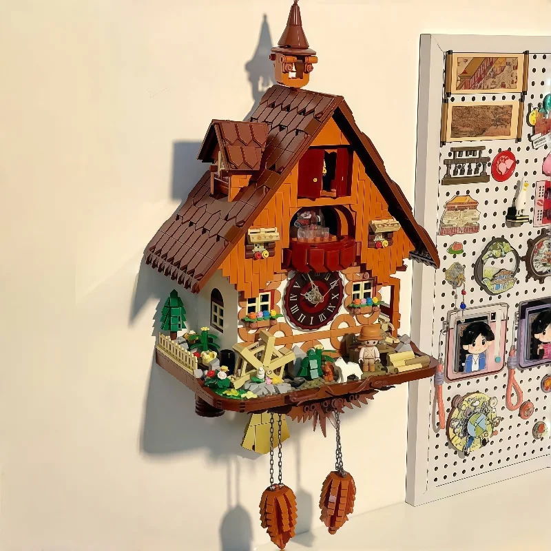 Новые часы с кукушкой, строительные блоки, ретро-серия, сборка времени, модель игрушки, настольные декоративные большие коллекционные рождественские подарки