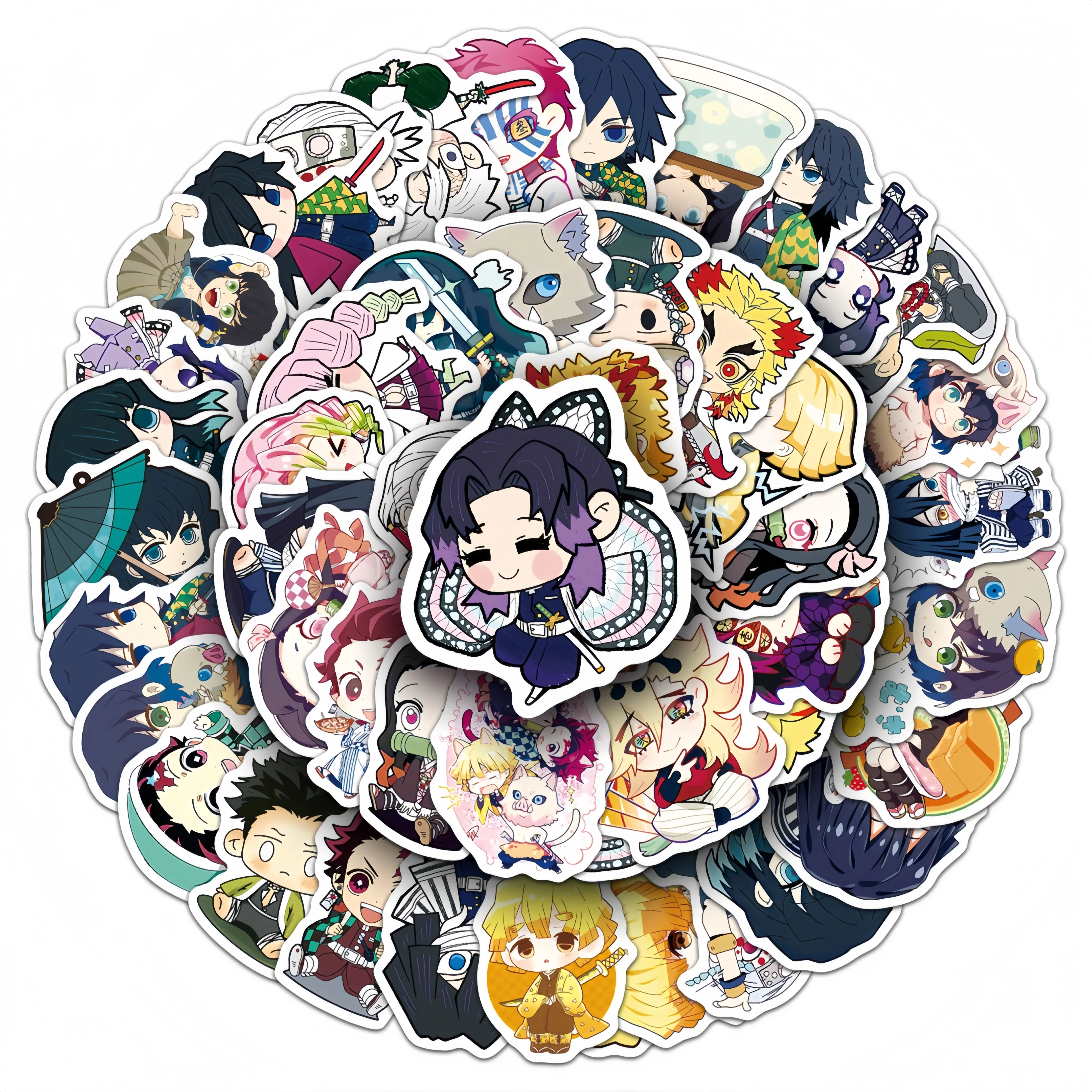 

50Pcs Demon Slayer Q Version Anime Stickers Waterproof Phone Case Journal Decoration Handheld Accessories