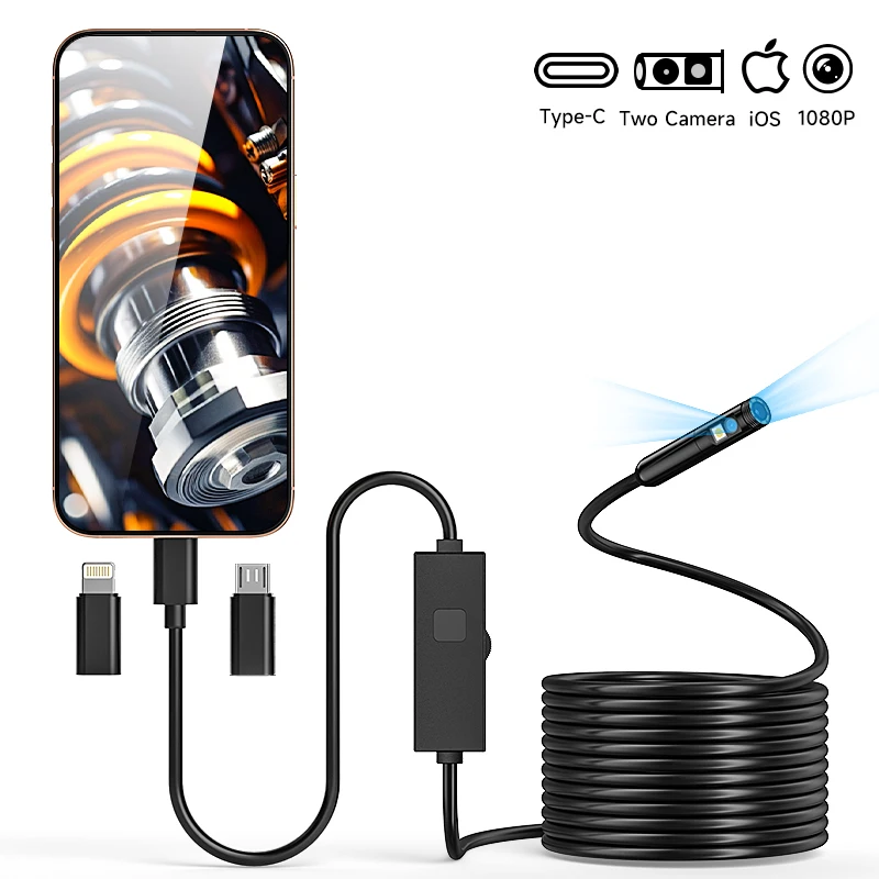 

HD1080P Endoscope 3in1 Micro USB Type-C Single Dual Camera for IOS iphone Android Phones Waterproof Pipe Inspection Borescope
