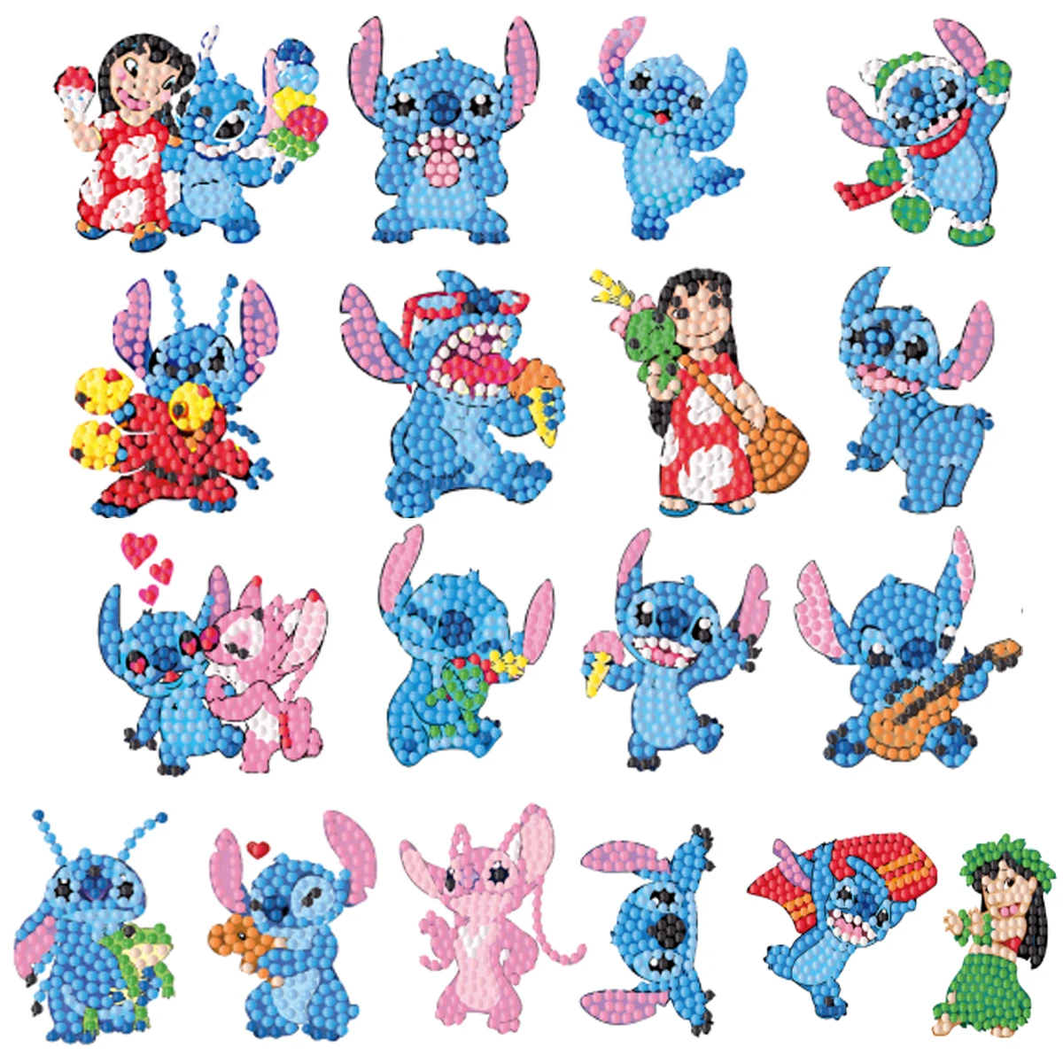 Easy Diamond Painting Sticker Kits for Kids Cartoon Stitch Diamond Mosaic Art Crafts Stickers by Numbers Kit for Children