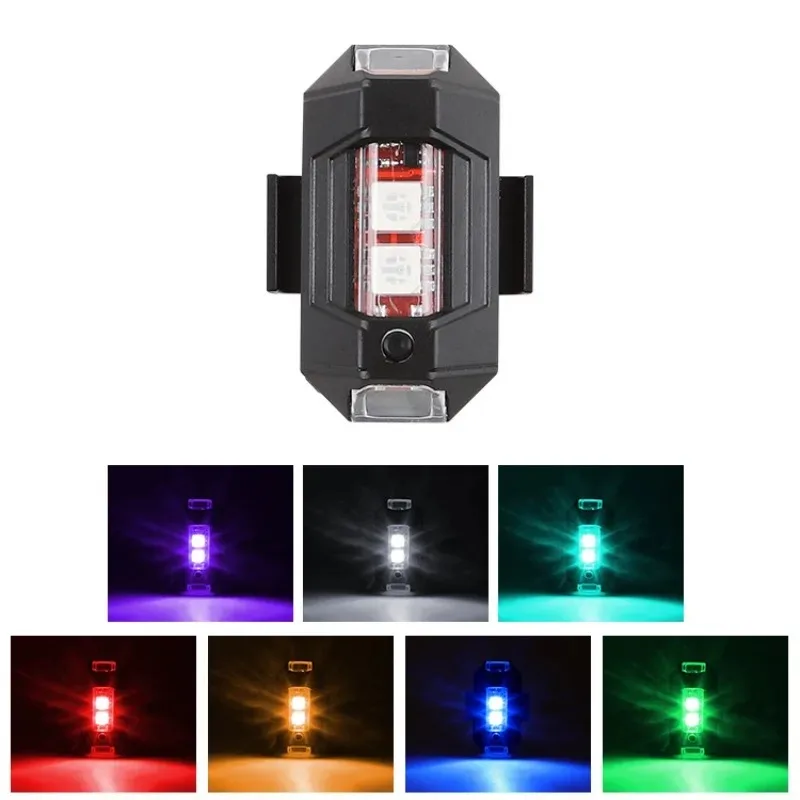 Motorcycle Drone Strobe Light 7Color Mini USB LED Warning Safety Anti Collision Turn Signal Indicator Flash Lamp for Scooter Car