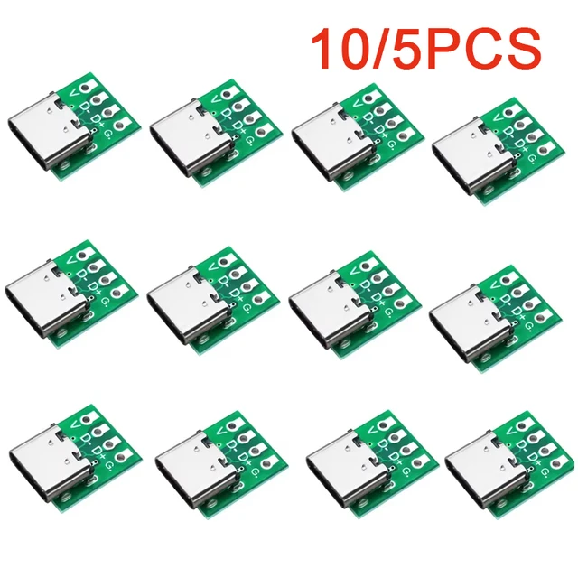 10/5 szt. Złącze USB 3.1 Typu C, 16-pinowe, płytka testowa PCB, adapter gniazda do przewodów i kabli do transmisji danych