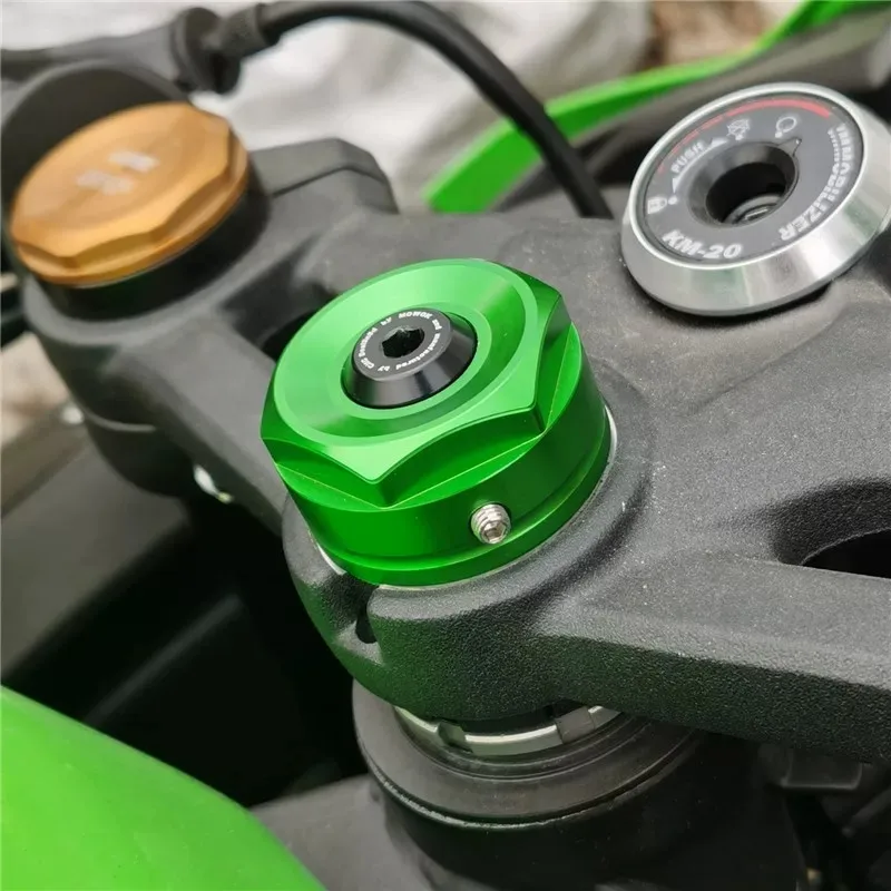 FOR Lightweight CNC Alloy Steering Stem Plug Racing Style Top Yoke Decor Cover Ninja ZX25R ZX4R ZX4RR Anti-Corrosion Motorcycle