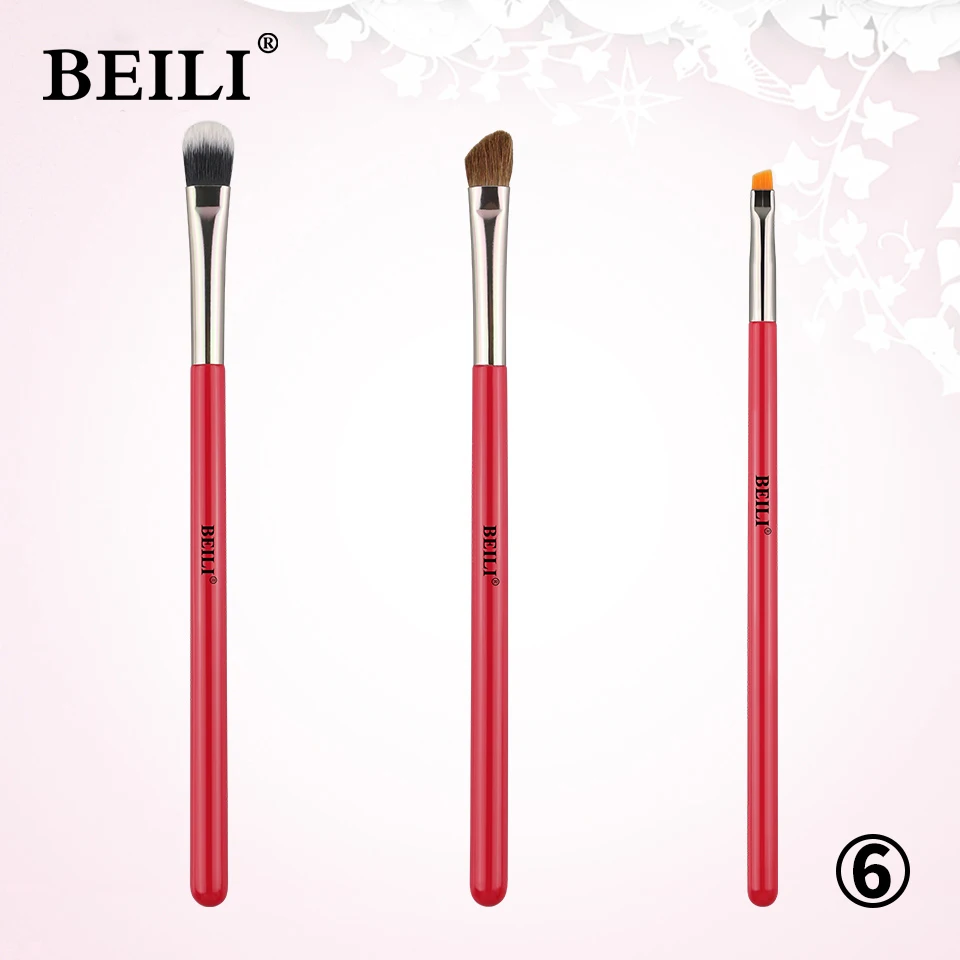 BEILI Amber 3PCS Professional Eye Makeup Brushes Set Eyeshadow Brush Cosmetics Eyeshader Eyebrow Eyeliner Natural Hair Make Up