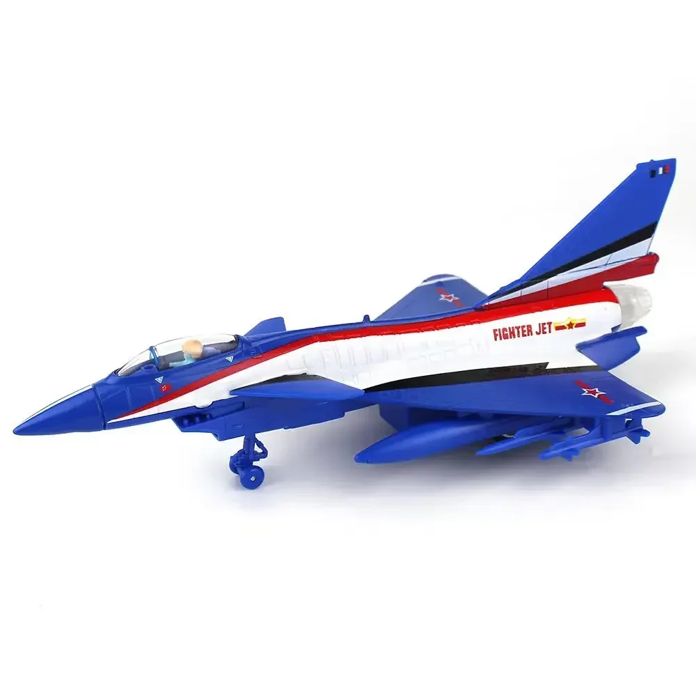 Alloy J-10 Fighter JET model acoustooptic return force aviation military aircraft model Toy Ornament Gift