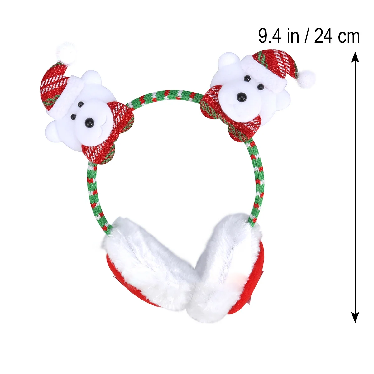 クマのクリスマス耳あて ふわふわ冬用イヤーマフ フリーサイズ かわいいクリスマス耳カバー ホリデーアクセサリー クリスマスイヤーマフ