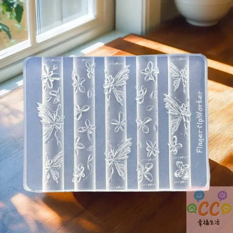 قالب أكريليك ثلاثي الأبعاد على شكل قلادة فرنسية باروكية، فن أظافر على شكل زهرة فراشة DIY، قالب مانيكير شفاف بتصميم قلب