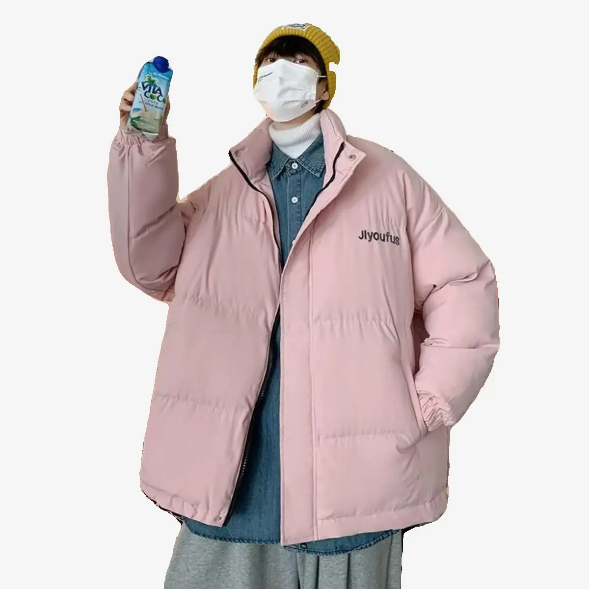 Bla American Workwear down Jaet Men's Winter Thiened Lightweight Cotton Coat Cleanfit Stand Collar Bread Sle Coat