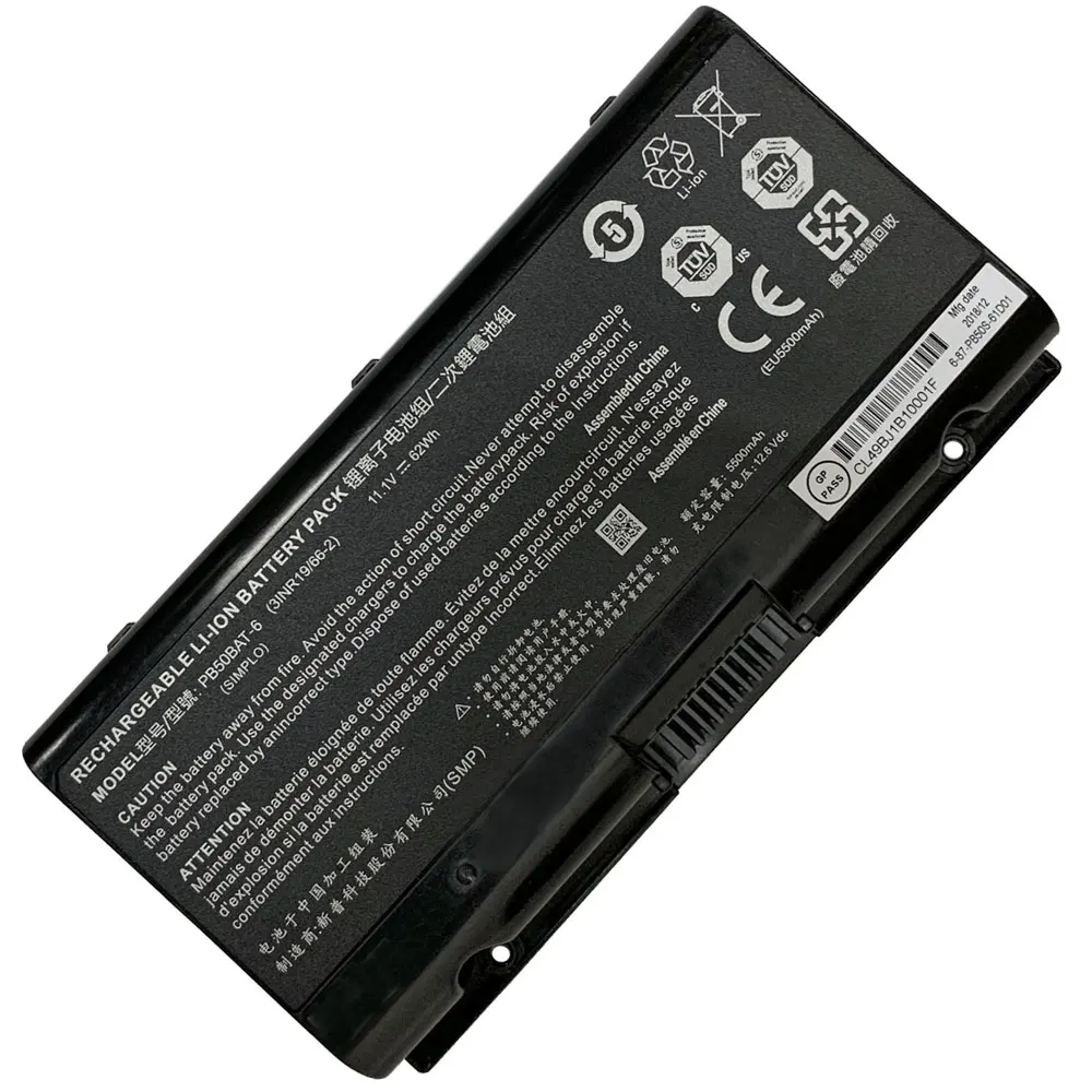 Batteria per Laptop 47Wh 62Wh PB50BAT-6 per Clevo PB71EF-G PowerSpec 1520 1720 PB50BAT-6-62 A7000 A7000-2020A2 muslimb