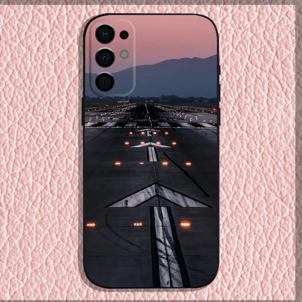 Travel aircraft airport take off Phone Case For Samsung S24,S21,S22,S23,S30,Ultra,S20,Plus,Fe,Lite,Note,10,9,5G Black Soft Shell