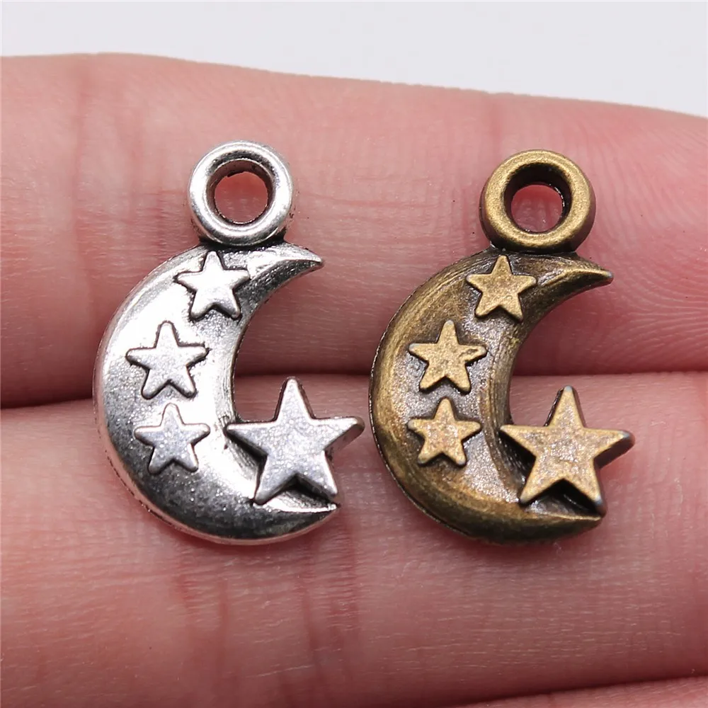 Vintage Angel Moon Matching Pair Charms Pendant Couple Jewelry Set Charms For Jewelry Making Bracelet Necklace DIY Craft Bulk