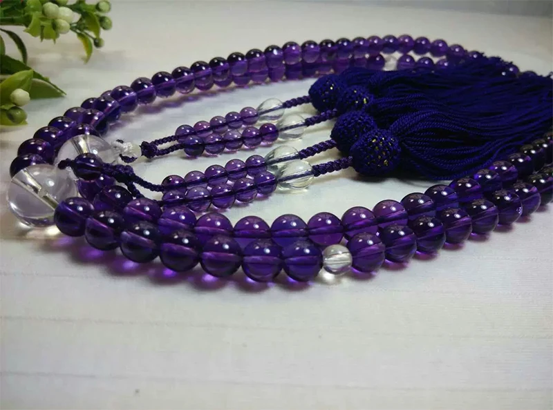 Genuine Amythest Japanese Shingon Buddhism Prayer Beads Japan Tantrism Chanting 108 Beads Mala Rosary Beads