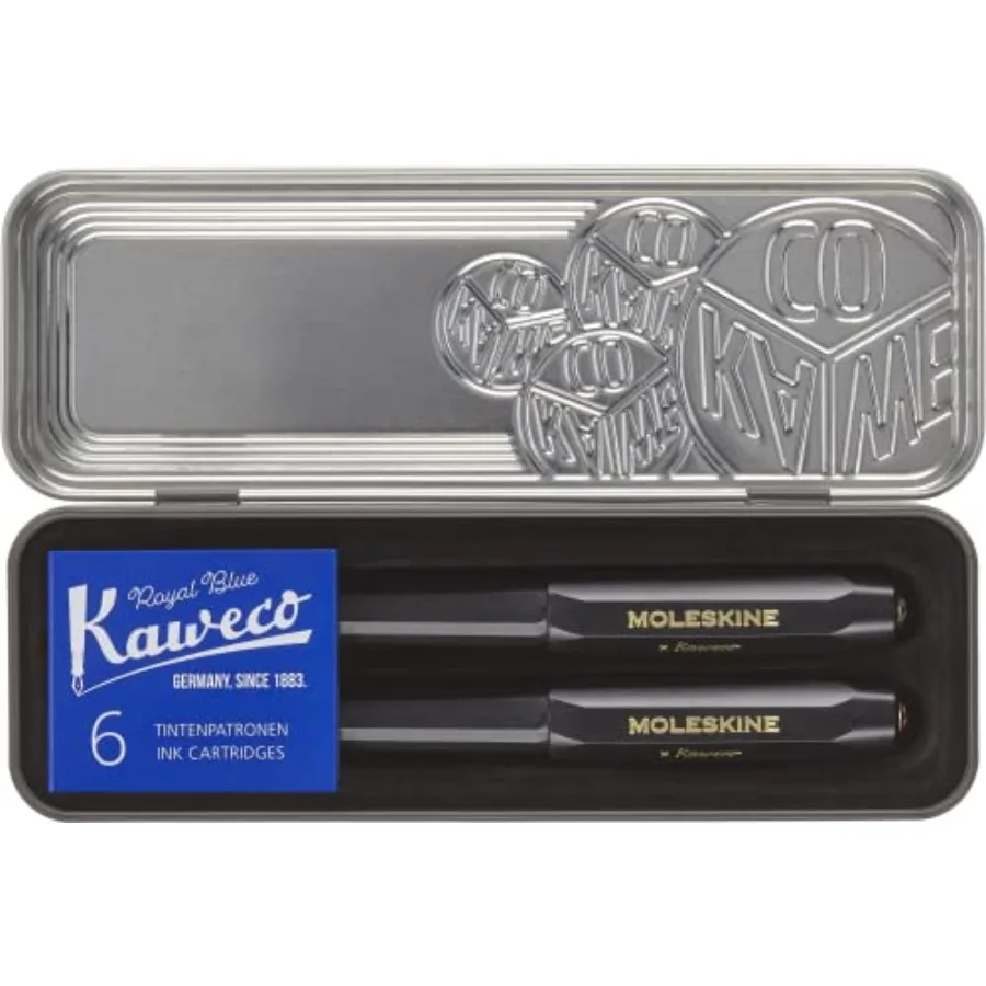 

Набор перьевых ручек и шариковых ручек Kaweco, средний наконечник/конец 1,0 мм, черный цвет, с синими чернилами