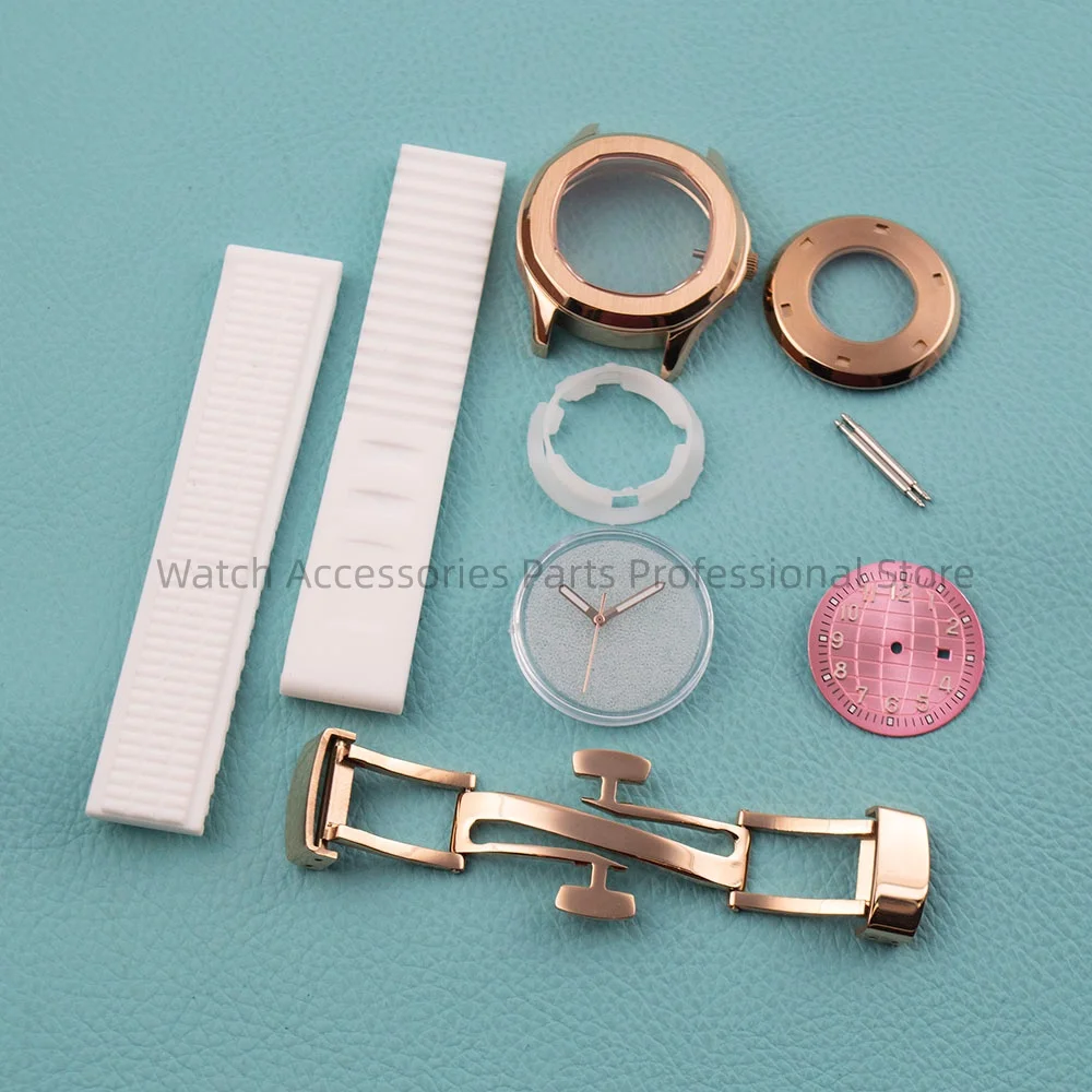 

NH05 Case 35.2mm Women's Watchcase Stainless Steel Sapphire Glass Rubber Band for NH05 Movement AQUANAUT Nautilus Rose Case