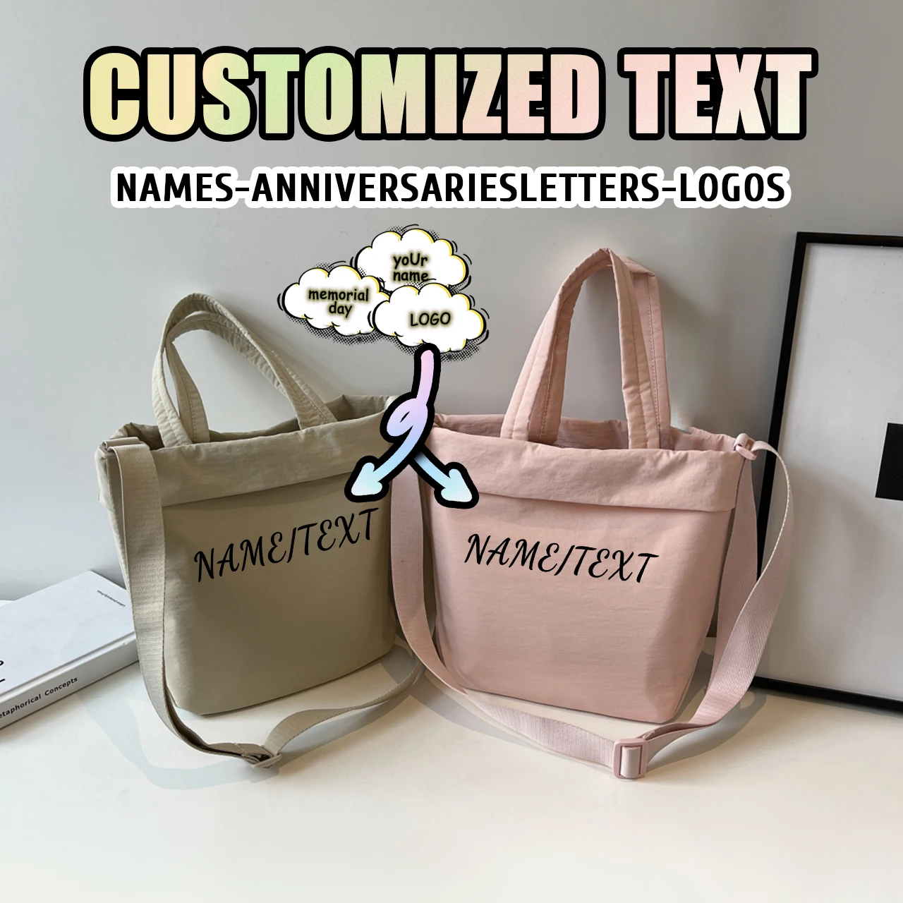 

High-end logo custom work commuter tote bag lightweight messenger bag casual portable shoulder bag female personality diy