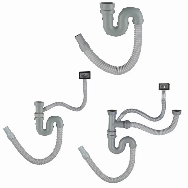 Tubo de drenagem em forma de U para bacia, Lavatório Undermount, Escorredor de pia, Mangueira de água para cozinha e banheiro