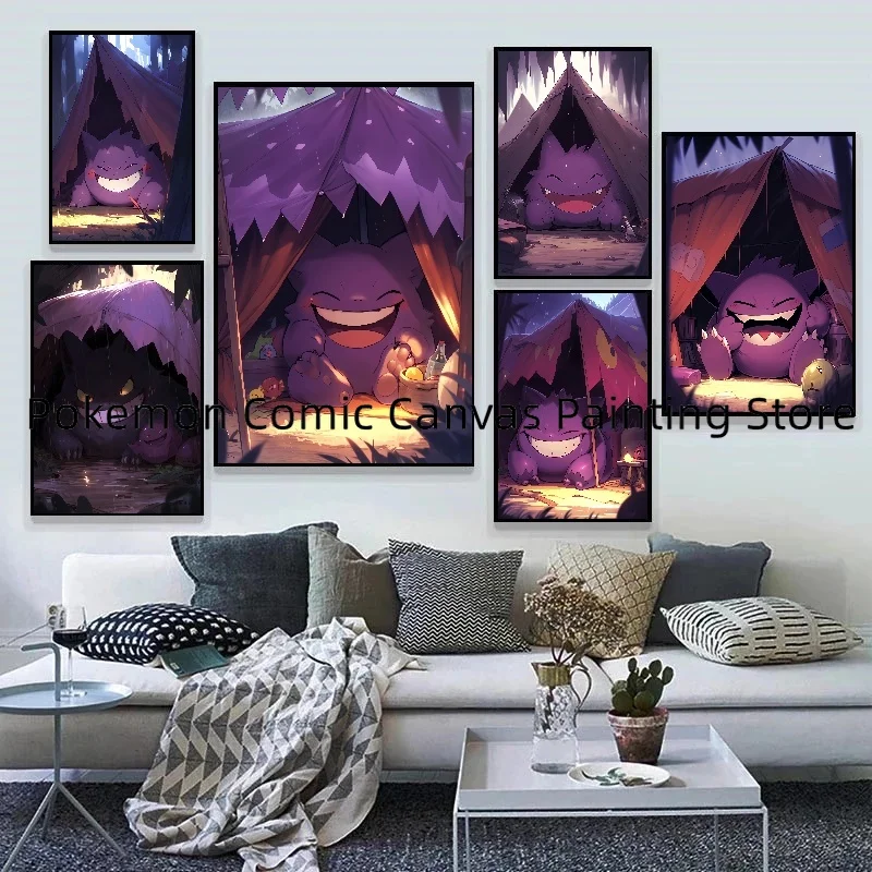 

Japanese Surrounding Cartoon Pokemon Gengar Art Wall Stickers and Posters for Bedroom Decoration High Quality Pictures