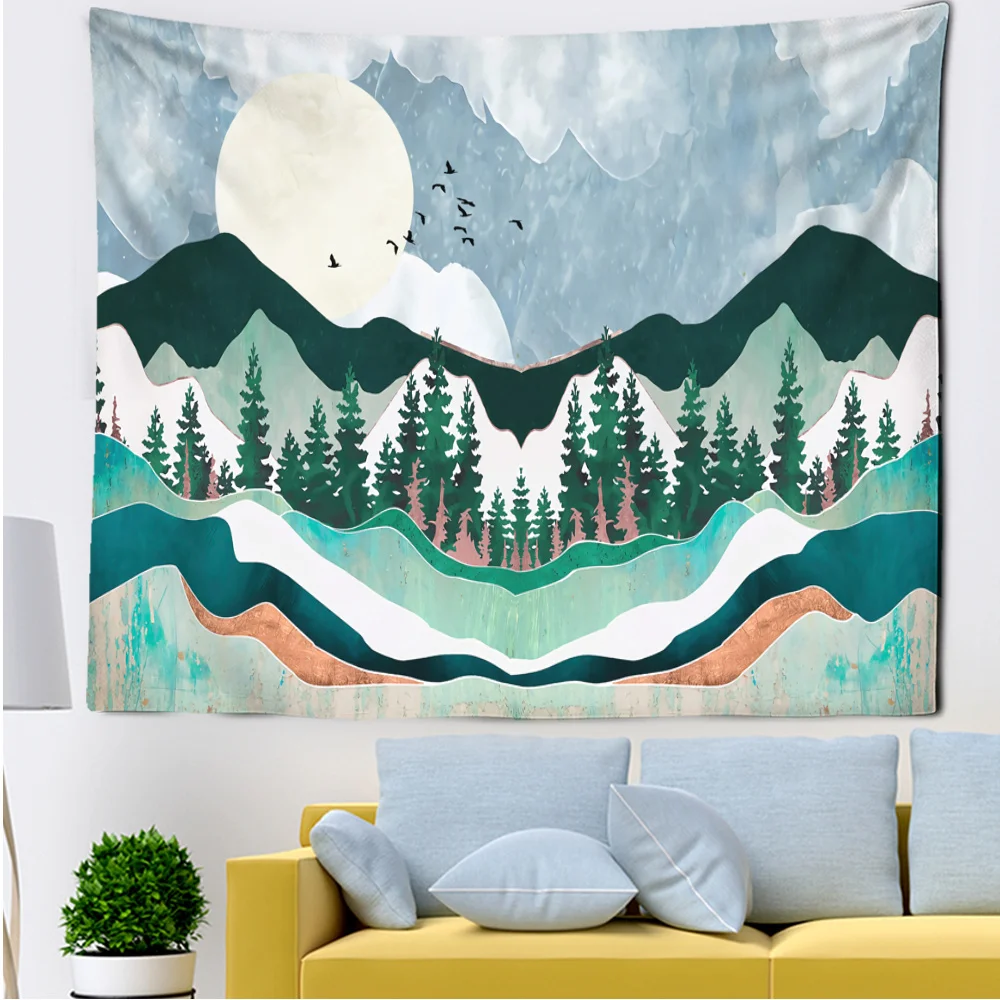 

Mountains Clouds Landscape Tapestry Majestic Sea Home Textile Decorations Wall Dormitory Bedroom Bathroom Kitchen