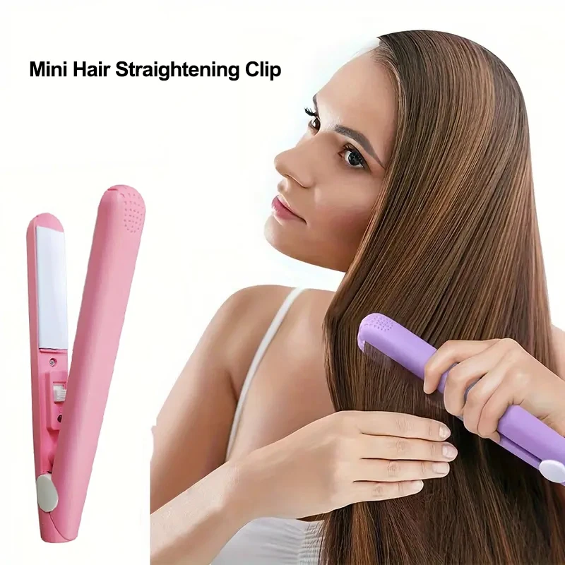 

1PC Mini Hair Straightener Cartoon Curling Straight Hair Dual Purpose Clipboard Portable Curling Iron