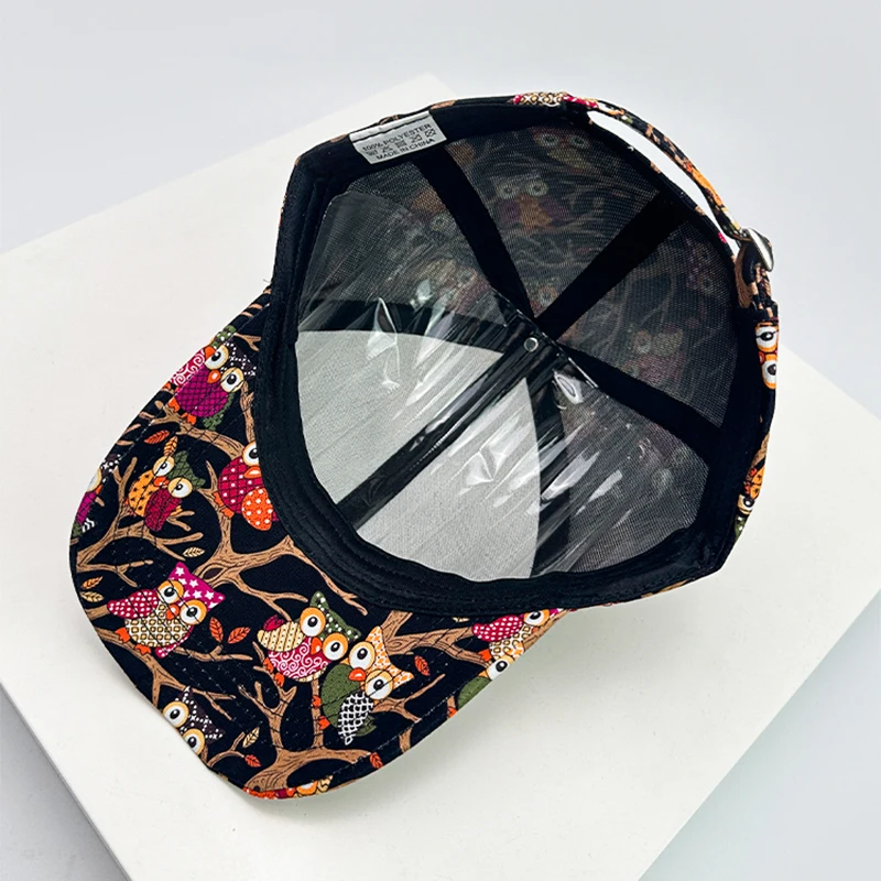 New Unisex British Style Printed Owl Baseball Hats Breathable Sunshade Personal Versatile Street Snapback Caps Casual Fashion