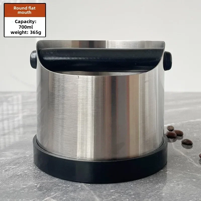 Coffee Knock Box Stainless Steel Espresso Knock Box Non Slip Coffee Ground Knock Box with Rubber Ring Beveled Coffee Ground Bin view 4