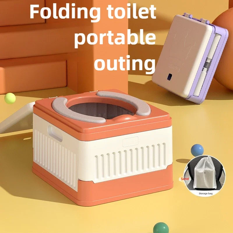 Excellent Car Children's Folding Toilet Multi-functional Portable Toilet Carried When Traveling Can Be Used As A Stool Trash Can