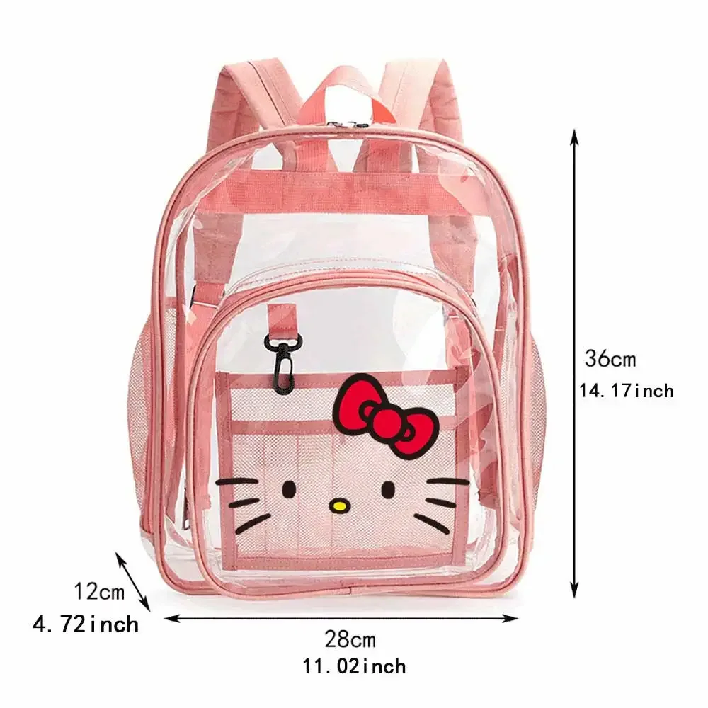 Kawaii Sanrio Hello Kitty Cartoon Outdoor Clear Backpack Waterproof Backpack Storage Bag Student Schoolbag Stationary Girl Gift