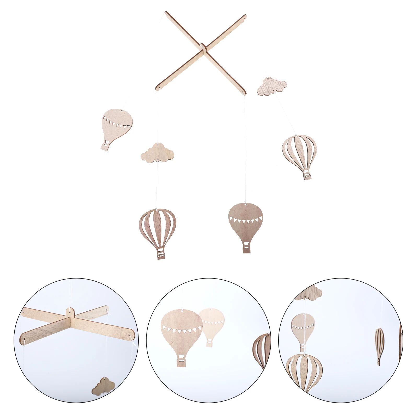 

2Pcs Hot Balloon Wind Kids Room Pendants Chimes Wood Kids Room Decorations Stroller naments Photo Props Baby Grip Toys Gifts