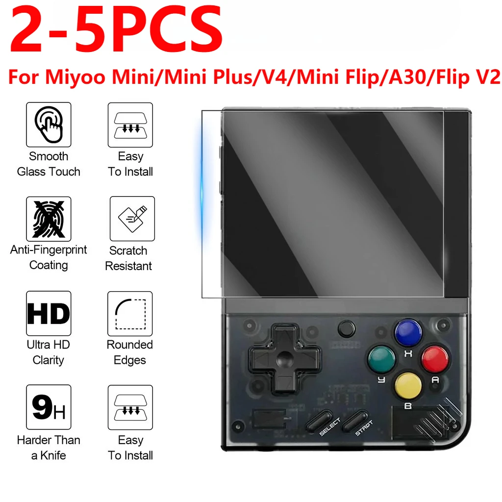 2-5Pcs For Miyoo Mini/Mini Plus/V4/Mini Flip/A30/Flip V2 Tempered Glass Screen Protector Clear Protective Film Guard Glass
