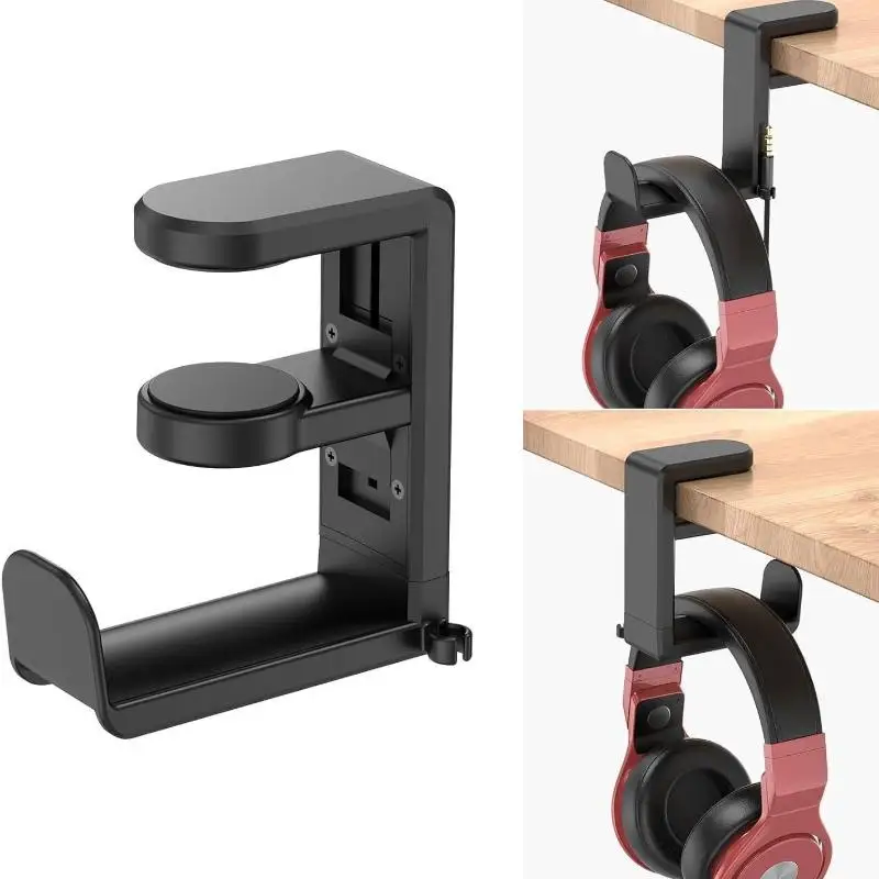 1Pcs 360 Degree Rotating Headphone Holder No Punch Table Clip Hook Earphone Holder Miscellaneous Storage Hanging