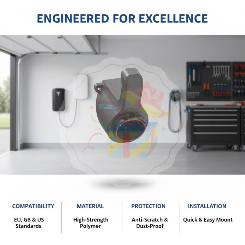 EV Charger Wall Mount Stand Holder Bracket Heavy Duty Cable Support for Secure Car Charging in Garage or Parking Area