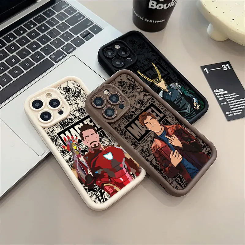 Faceless Marvel Ironman Groot Phone Case For iPhone 11 12 13 14 15 16 Pro Max Thicken Silicone Case For iPhone 15 16 Plus Cover