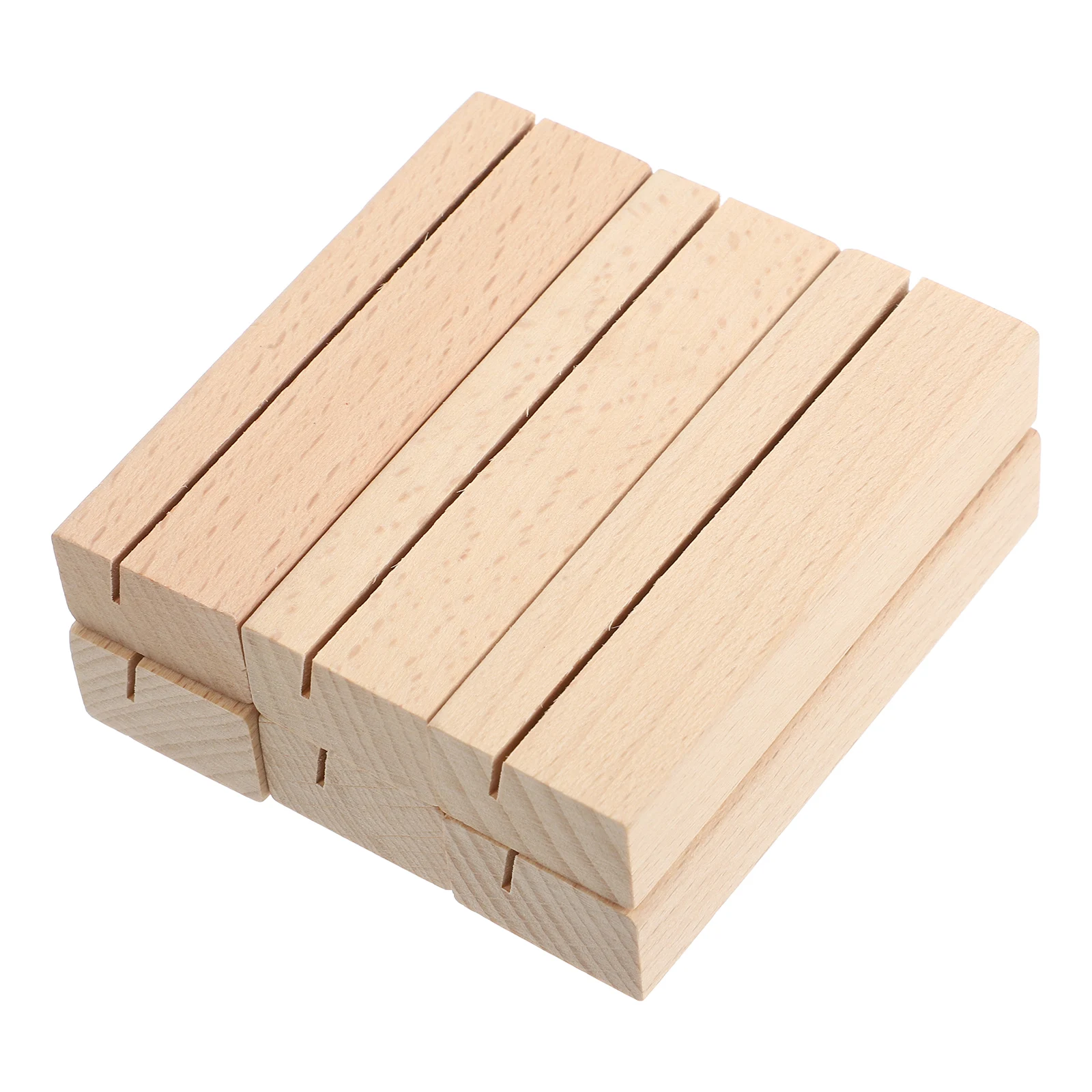 6 Pcs Solid Wood Business Card Holder Office Desktop Stand for Beech Decorative Place