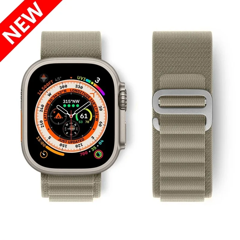 Pulseira Alpine para Apple Watch Band, Pulseira de Nylon, Pulseira para iWatch Series 9, 5, SE, 6, 7, 8, Ultra 2, 49mm, 44mm, 40mm, 45 milímetros, 41 milímetros, 38 milímetros, 42 milímetros