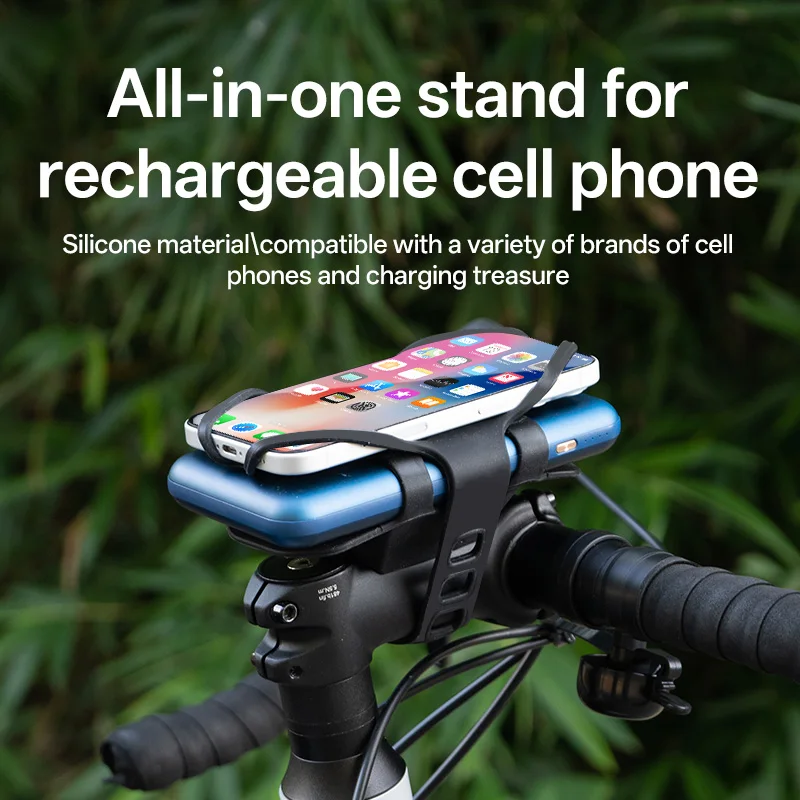 Bicycle Mobile Phone Holder Mobile Phone and Power Bank 2 in 1 Silicone Bracket Bicycle Scooter Stand for Cell Phone