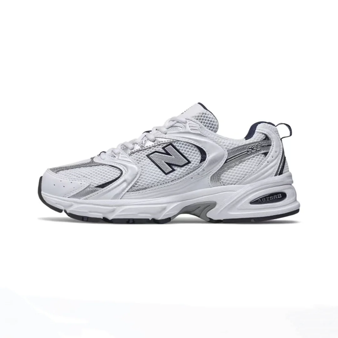 Original New Balance NB530 Classic Vintage Mesh Fabric Faux Leather Casual Men's and Women's Running Shoes White Silver MR530SG