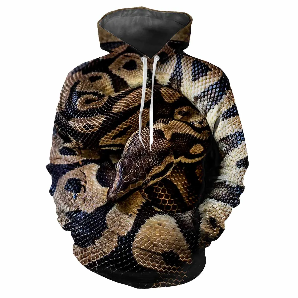 Animal Snake 3d Printing Spring Autumn Men\'s Hoodie Hip Hop Horror Alternative Fashion Creative Street Sex Casual Pullover Top