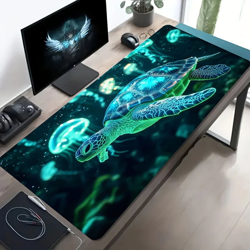 Ocean Jellyfish Turtle Mouse Pad XXL Gaming Desk Mat Rubber Non Slip Base Mousepad for PC Laptop Keyboard