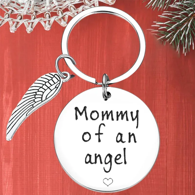 Metal Mommy Daddy of an Angel Keychain Pendant Miscarriage Keepsake Baby Memorial Gift Key Chains