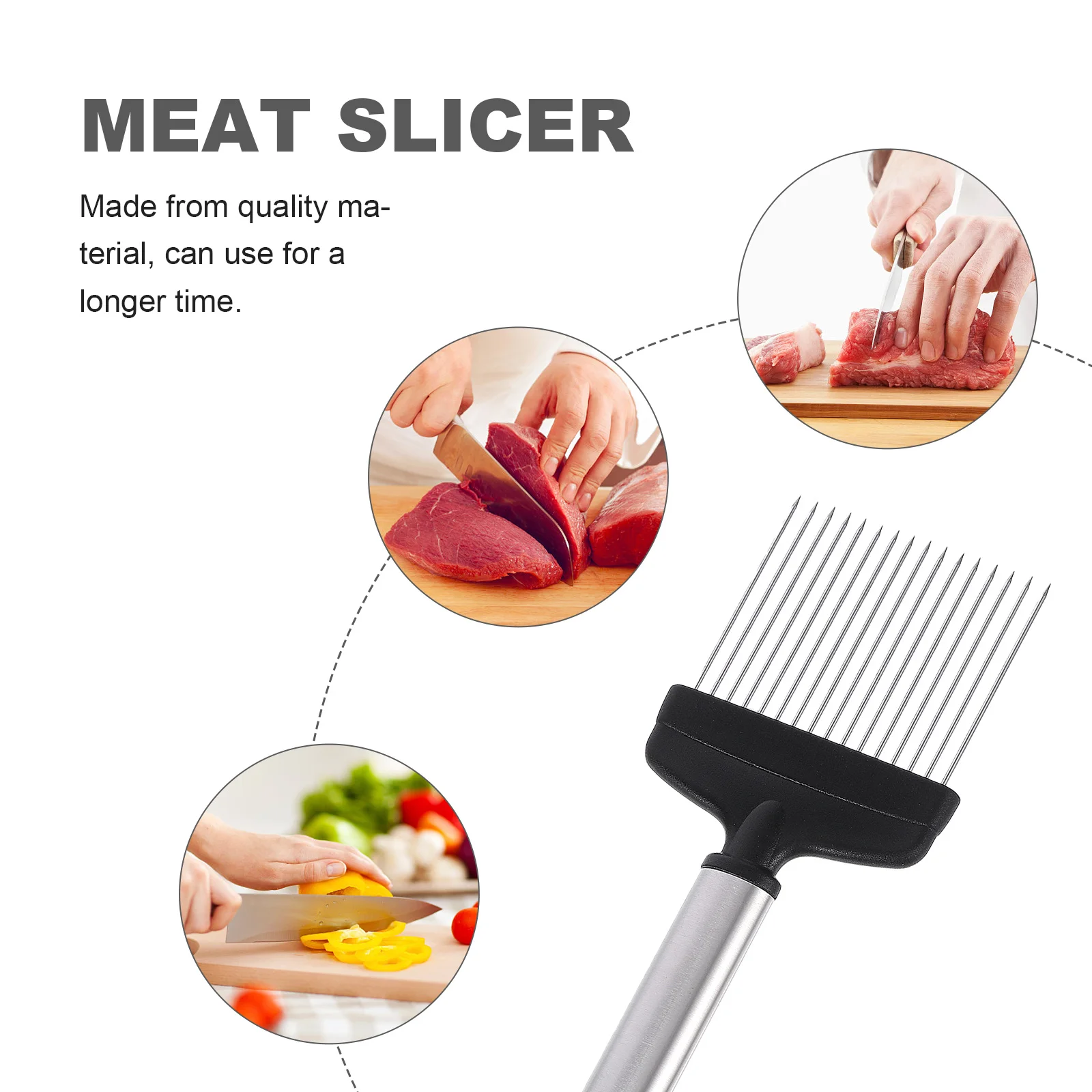 

1pc Stainless Steel Onion Needle Kitchen Gadget For Slicing Meat Vegetables Non-Slip Grip Rust Resistant Food Prep Tool