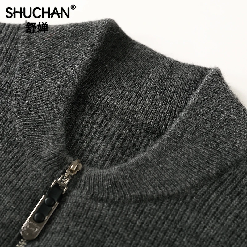 Men Zipper Thick 100% Cashmere New 2023 Winter Keep Warm Cardigan for Men  Business  Smart Casual  Computer Knitted