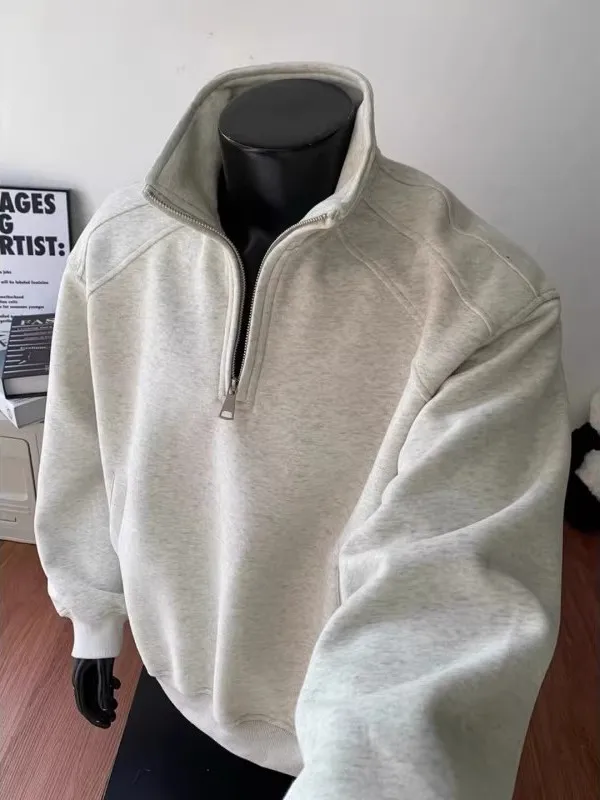 

Мужская толстовка большого размера на молнии с воротником, однотонная, весенняя, повседневная, с длинным рукавом, дышащая, быстросохнущая, износостойкая