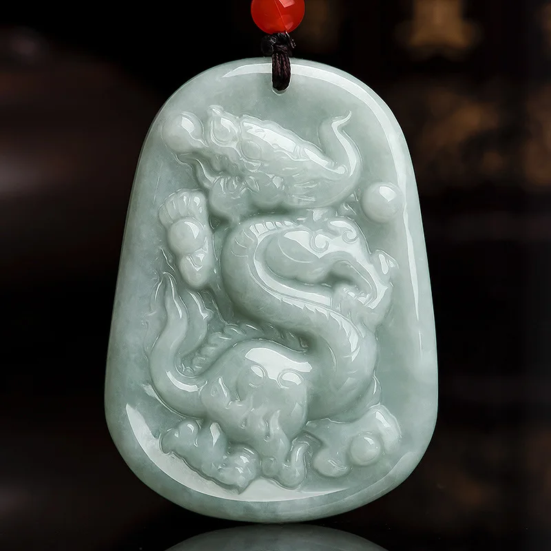 Natural Myanmar A-grade Jade Light Green Dragon Brand Divine Aoxiang Ice Jadeite Pendant Men's Charms Women's Jewelry Drop Ship